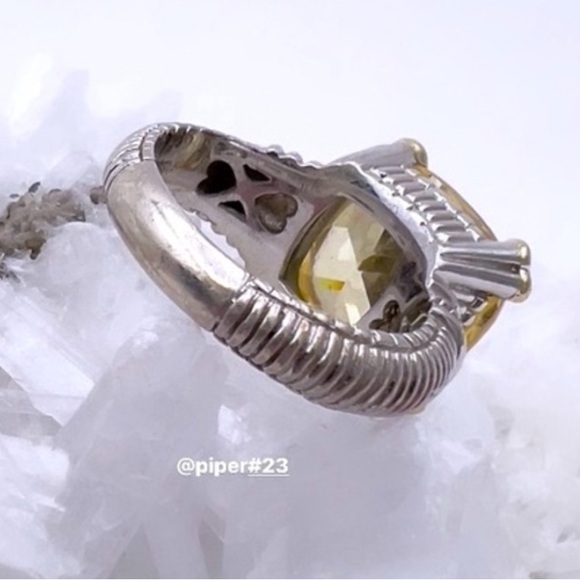Judith Ripka Canary Crystal & Diamond JR TWO Fontaine Cocktail Ring - 7 - Picture 10 of 11